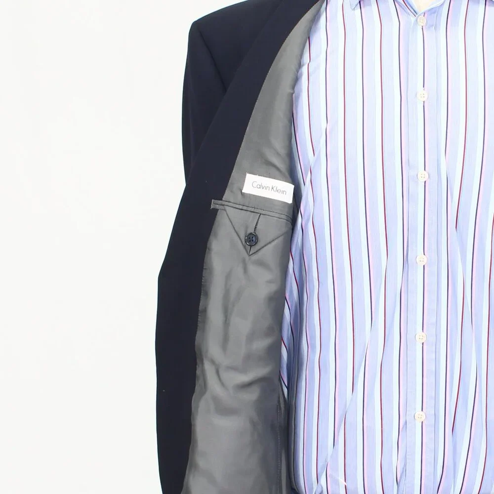 Calvin Klein 48R Navy Solid 2-Button Sport Coat Blazer Jacket T805